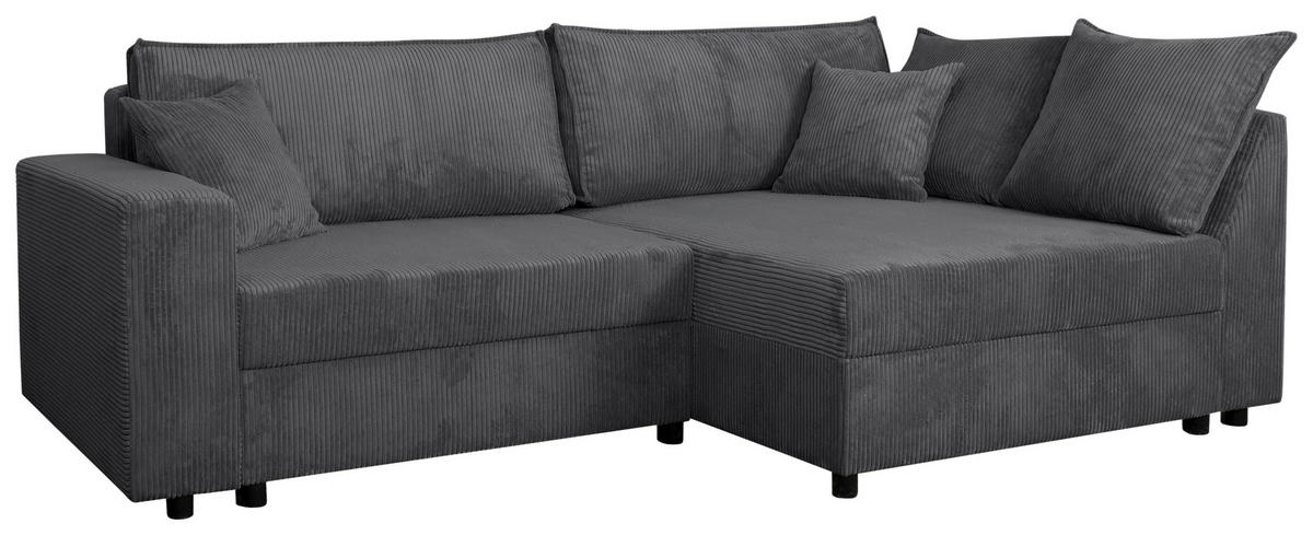 ECKSOFA Graphitfarben Cord  - Schwarz/Graphitfarben, KONVENTIONELL, Kunststoff/Textil (245/153cm) - Carryhome