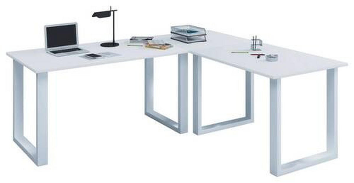 ECKSCHREIBTISCH 190/80/76 cm  in Weiß  - Weiß, MODERN, Holzwerkstoff/Metall (190/80/76cm) - MID.YOU