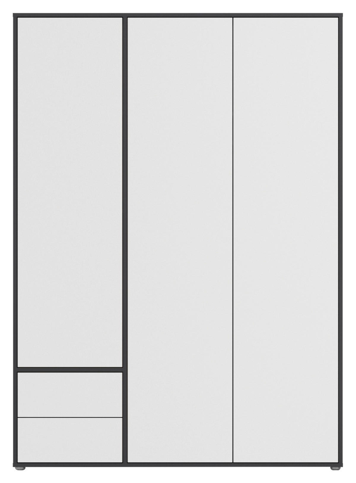 DREHTÜRENSCHRANK in Grau, Weiss  - Weiss/Grau, Modern, Holzwerkstoff (140/194/53cm) - Rauch Möbel
