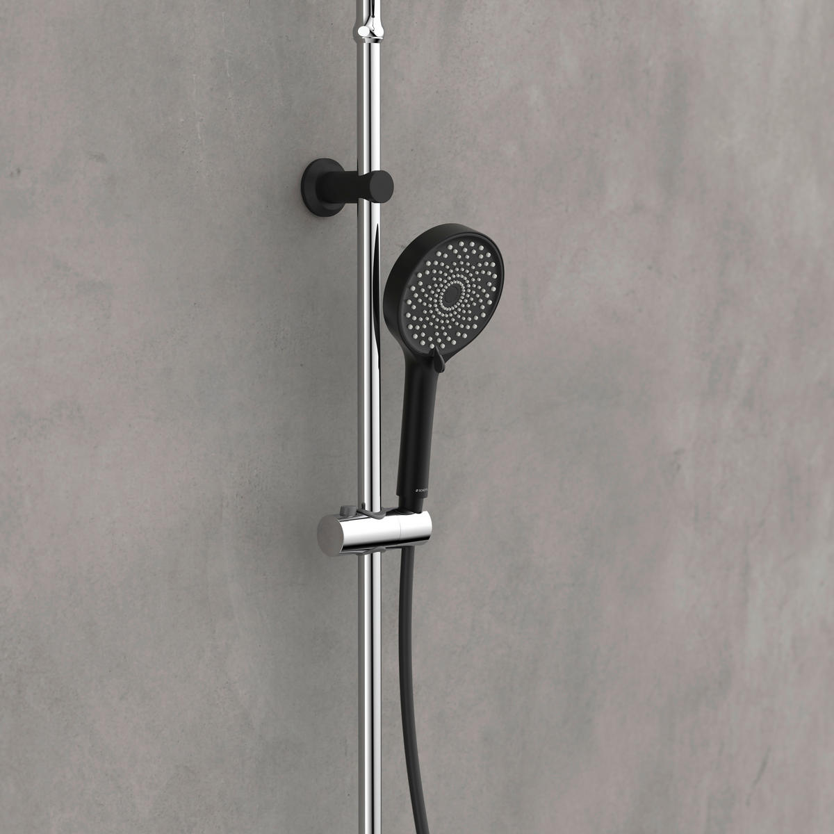 ÜBERKOPFBRAUSESET - Chromfarben/Schwarz, Basics, Kunststoff/Metall (22,5/100/5cm) - Schütte