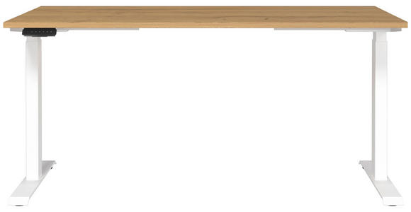 SCHREIBTISCH 160/80/72-118 cm in Braun, Weiß, Eichefarben - Eichefarben/Braun, MODERN, Holzwerkstoff/Metall (160/80/72-118cm) - Novel