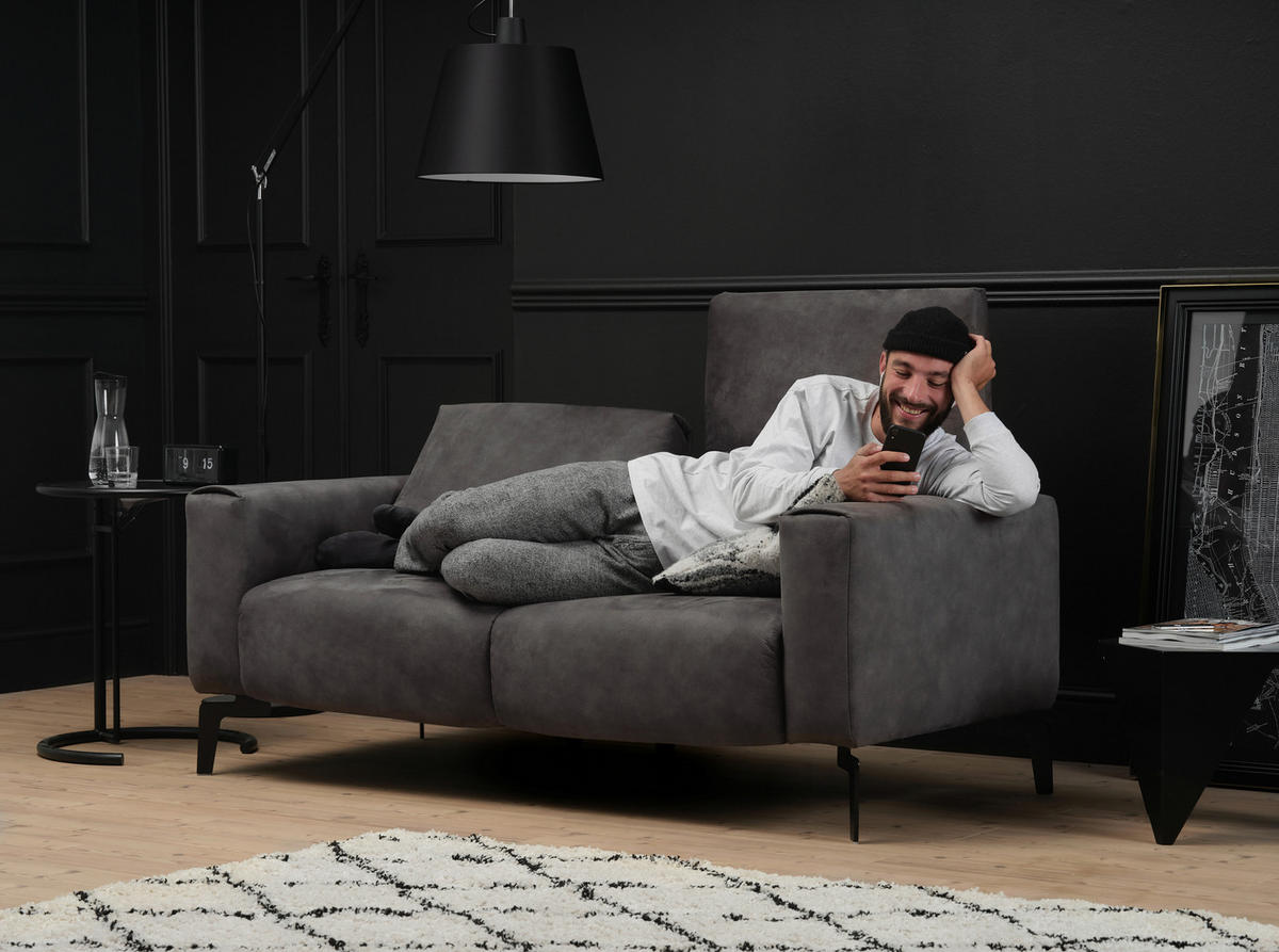 2-SITZER-SOFA Chenille Rot  - Rot/Schwarz, Design, Textil/Metall (180/86/86-94cm) - SENSOO