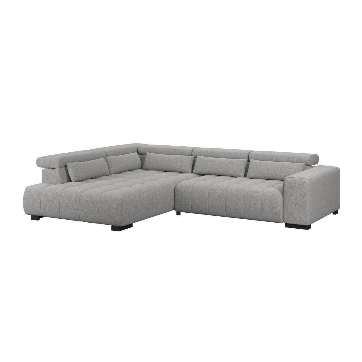 ECKSOFA Chenille, Struktur Dunkelgrau  - Dunkelgrau/Schwarz, Trend, Holz/Textil (226/311cm) - MID.YOU