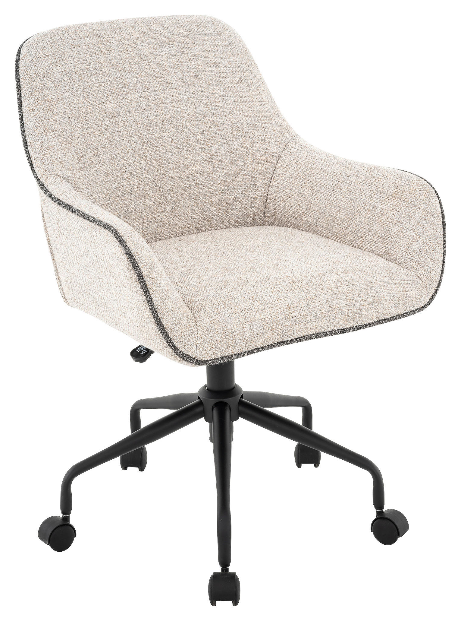 DREHSTUHL Webstoff Grau, Schwarz, Beige  - Beige/Schwarz, KONVENTIONELL, Kunststoff/Textil (61/83-91/58cm) - Venda