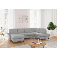 WOHNLANDSCHAFT ROCHELLE E Hellgrau Flachgewebe  - Hellgrau/Schwarz, KONVENTIONELL, Textil/Metall (164/314/195cm) - Sit & More