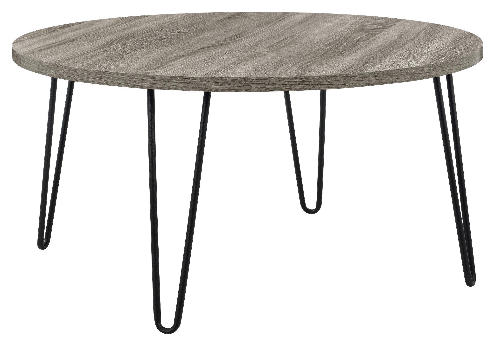 BEISTELLTISCH 90/45/90 cm Grau, Eichefarben rund  - Eichefarben/Schwarz, Design, Metall (90/45/90cm) - MID.YOU