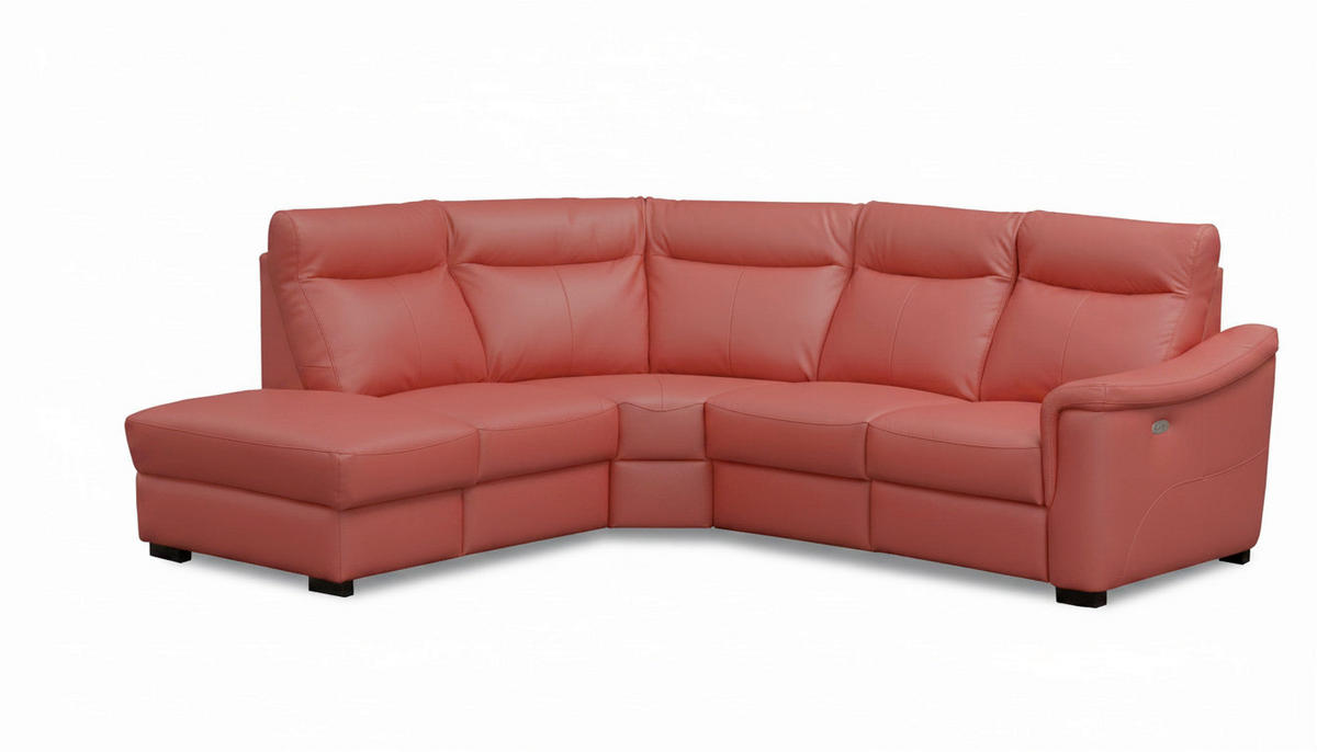 ECKSOFA Lederlook Echtleder Rot  - Wengefarben/Rot, Design, Leder/Holz (229/260cm) - Livetastic