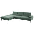 ECKSOFA in Echtleder Opal  195/308 cm  - Opal/Schwarz, Design, Leder/Metall (195/308cm) - Dieter Knoll