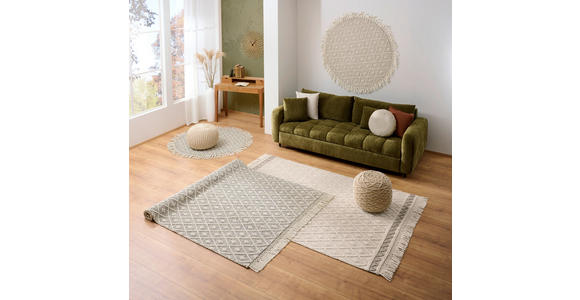 HANDWEBTEPPICH 70/130 cm Sylt Silberfarben, Beige  - Beige/Silberfarben, Natur, Textil (70/130cm) - Linea Natura