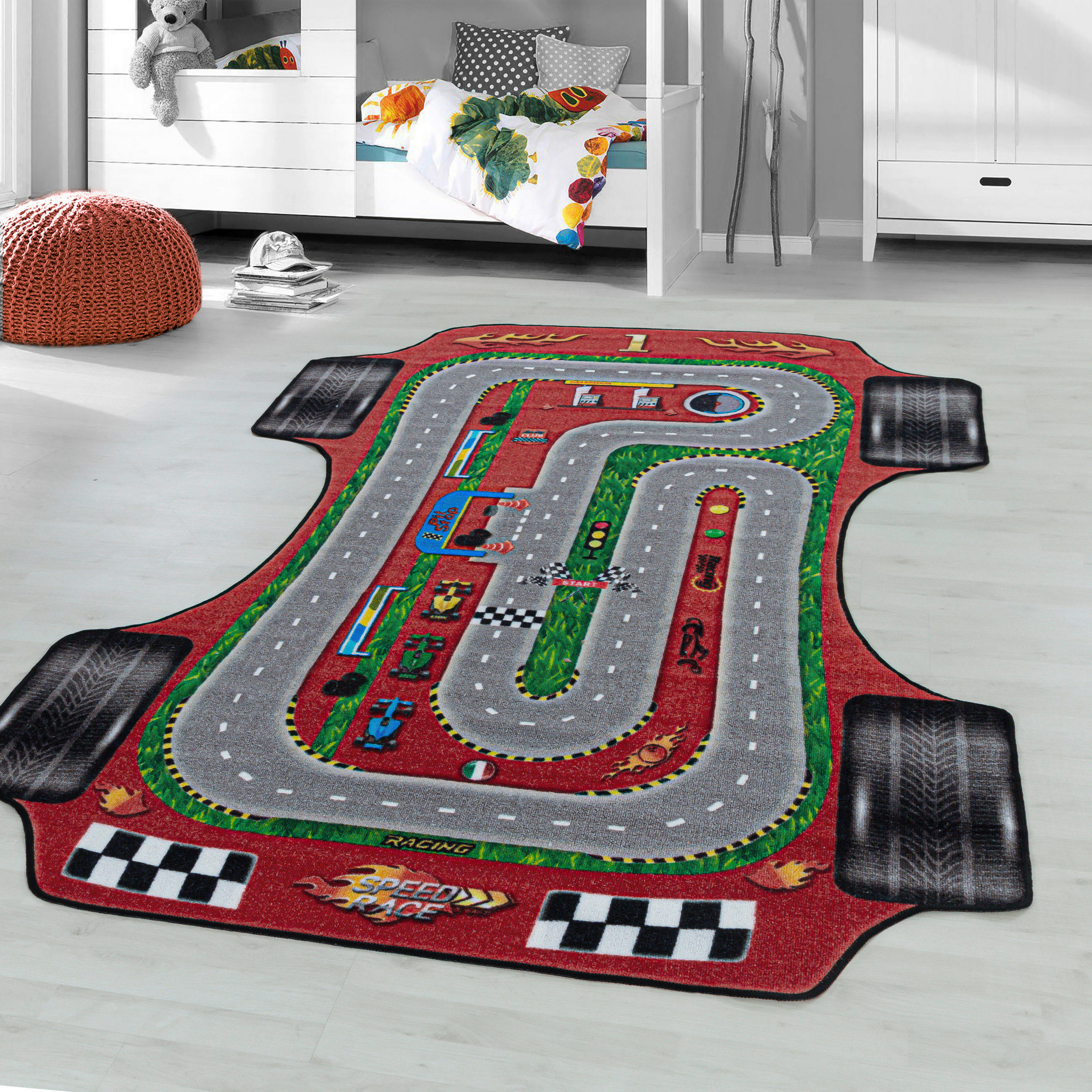 LEKMATTA 100/150 cm Play 2907 rot  - röd, Trend, textil/plast (100/150cm)