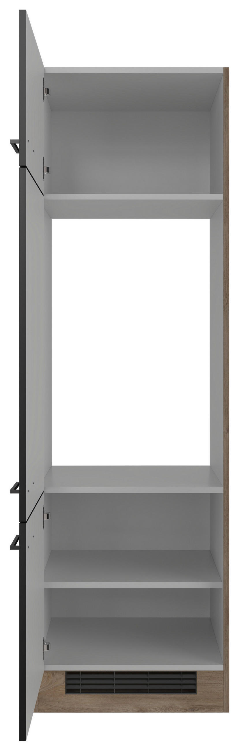 GERÄTEUMBAUSCHRANK 60/200/57 cm  in Schwarz, Eichefarben  - Eichefarben/Schwarz, KONVENTIONELL, Holzwerkstoff/Metall (60/200/57cm) - FlexWell
