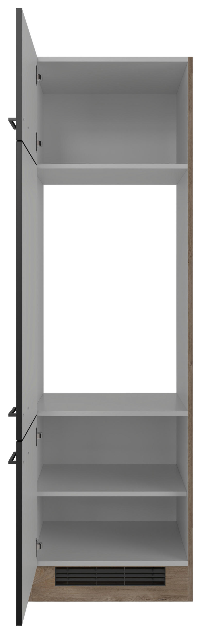 GERÄTEUMBAUSCHRANK 60/200/57 cm  in Schwarz, Eichefarben  - Eichefarben/Schwarz, KONVENTIONELL, Holzwerkstoff/Metall (60/200/57cm) - FlexWell