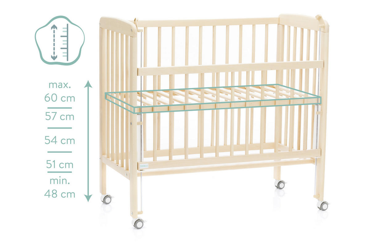 BEISTELLBETT Nino  - Naturfarben, Basics, Holz (94/69/85cm) - Fillikid
