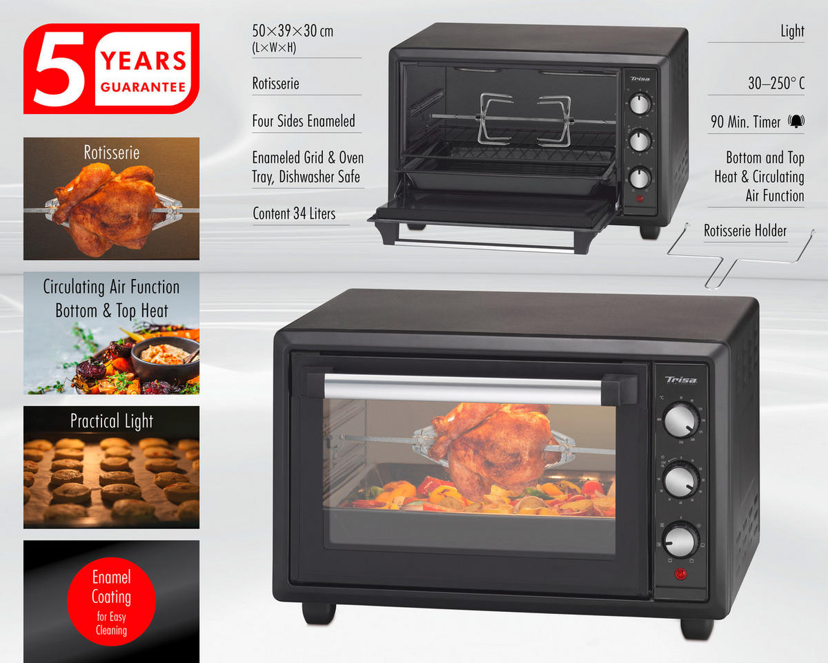 MINIBACKOFEN - Schwarz, Basics, Metall (50/39/30cm) - Trisa Electronics