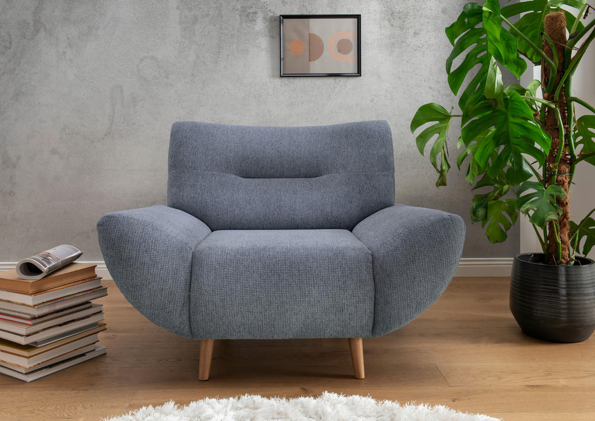 SESSEL Chenille Hellblau  - Wildeiche/Hellblau, Modern, Holz/Textil (111/81/90cm) - MID.YOU