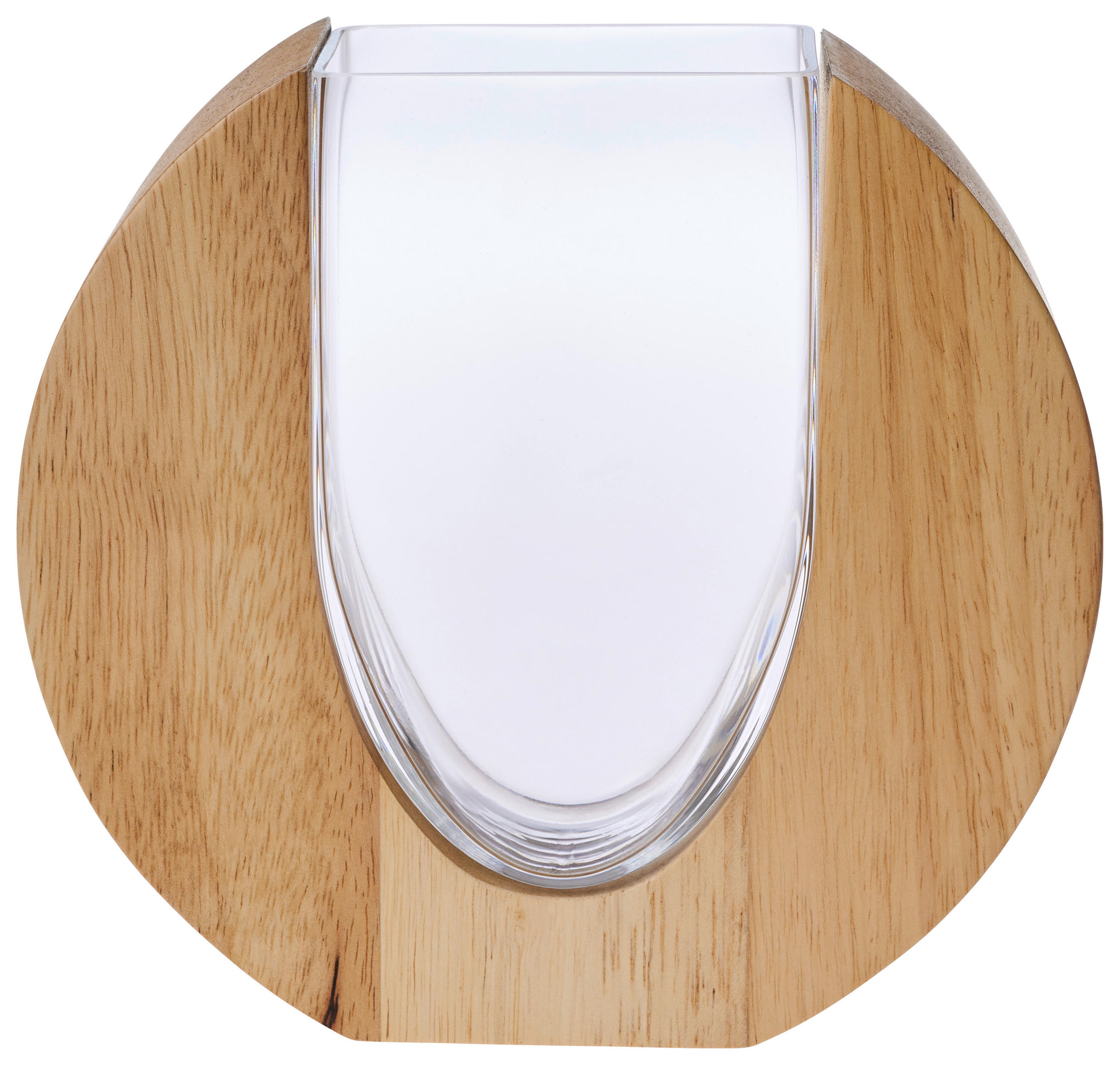 VASE 19,00 cm  - Transparent/Braun, Basics, Glas/Holz (20,50/19,00/7,00cm) - Leonardo