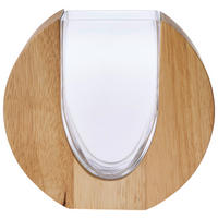 VASE 19,00 cm  - Transparent/Braun, Basics, Glas/Holz (20,50/19,00/7,00cm) - Leonardo