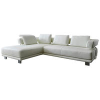 ECKSOFA Weiß Echtleder  - Chromfarben/Weiß, Natur, Leder/Metall (214/297cm) - Valdera