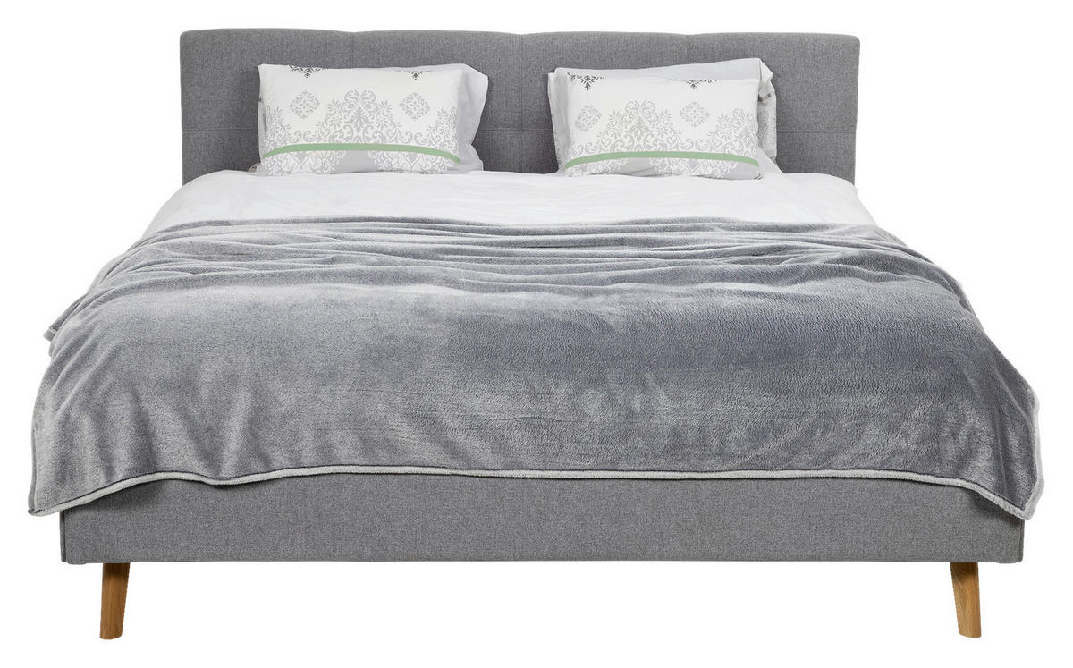 POLSTERBETT 200/200 cm,  in Grau,  - Eichefarben/Grau, MODERN, Holz/Textil (200/200cm) - MID.YOU