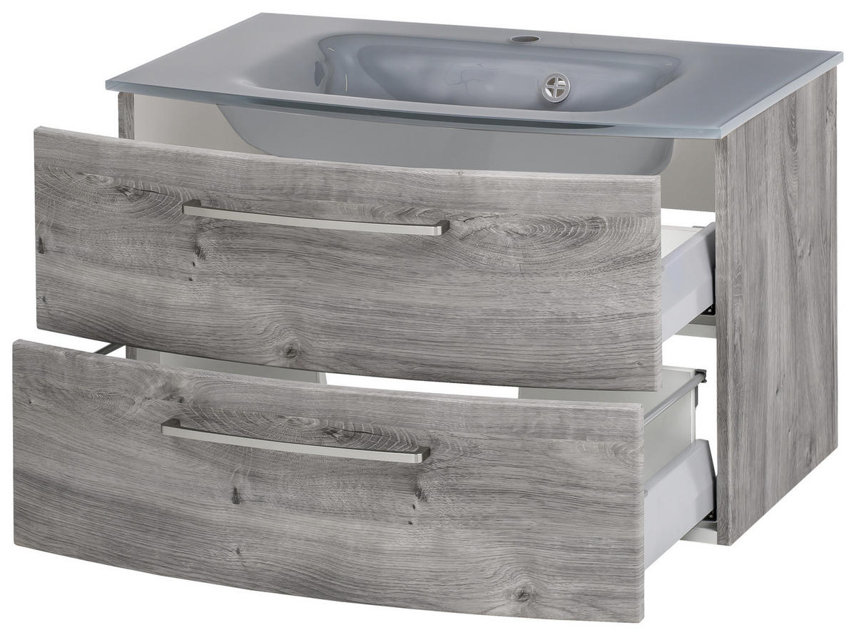 BADEZIMMER  in 110 cm  - Eichefarben/Grau, Konventionell, Glas/Holzwerkstoff (110cm) - Held