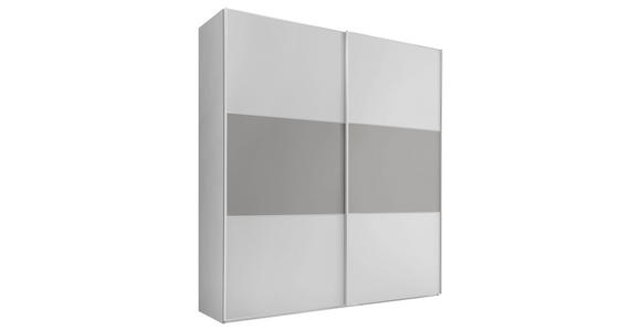 SCHWEBETÜRENSCHRANK in Weiß, Hellgrau - Hellgrau/Alufarben, Holzwerkstoff/Metall (225/222/68cm) - Moderano