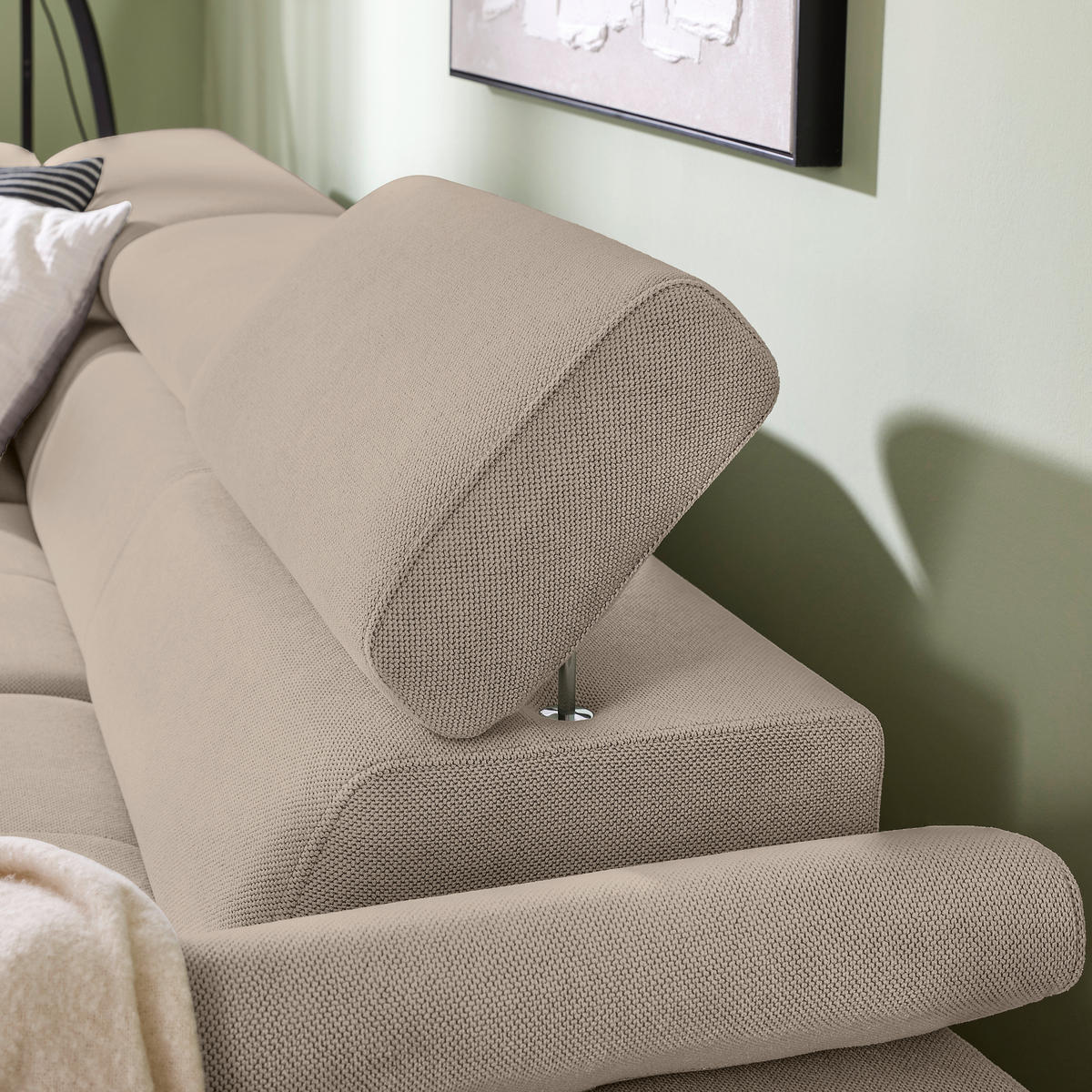 ECKSOFA inkl. Funktion COMBO Schlammfarben Flachgewebe  - Schlammfarben/Schwarz, Design, Textil/Metall (206/266cm) - Stylife