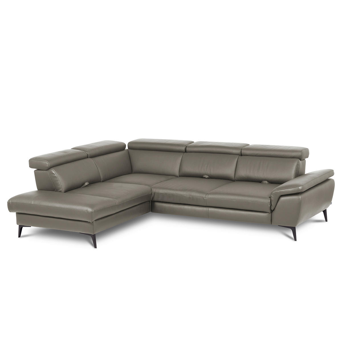 ECKSOFA Lederlook Echtleder Schlammfarben  - Schlammfarben/Schwarz, Design, Leder/Textil (220/274cm) - Livetastic