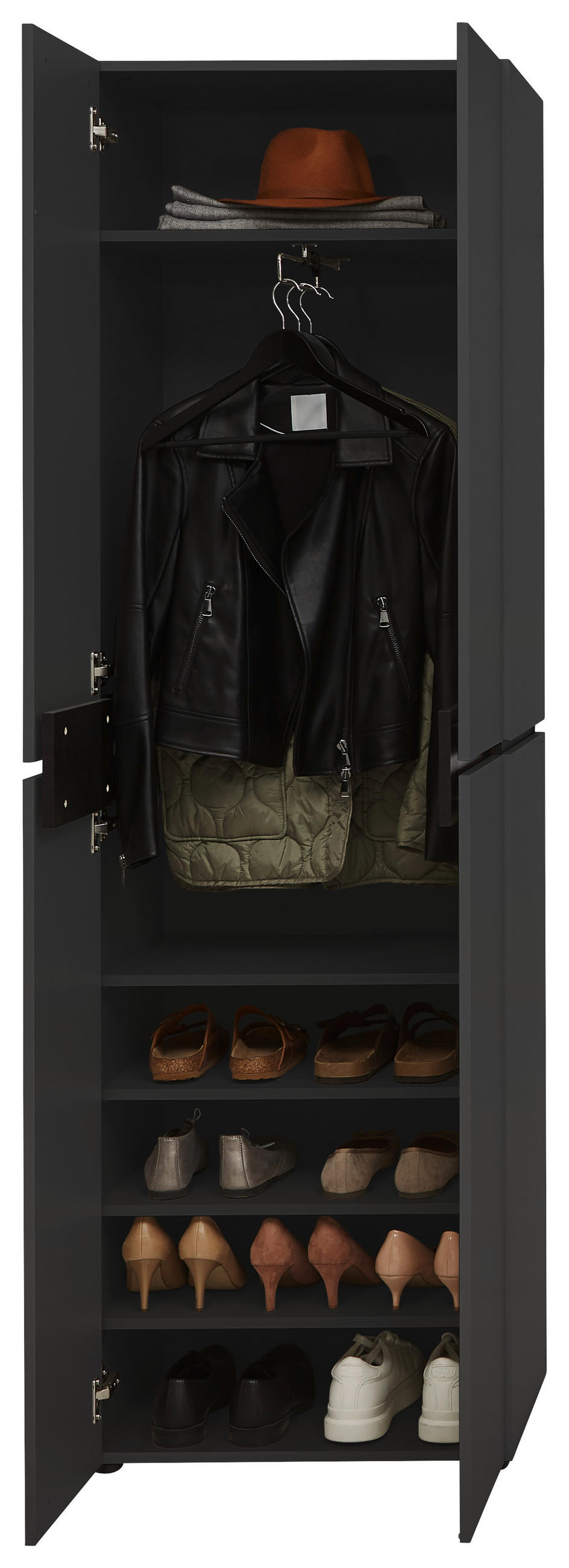 GARDEROBENSCHRANK  in 60/199/37 cm  - Schwarz/Graphitfarben, Design, Holzwerkstoff/Kunststoff (60/199/37cm) - Voleo