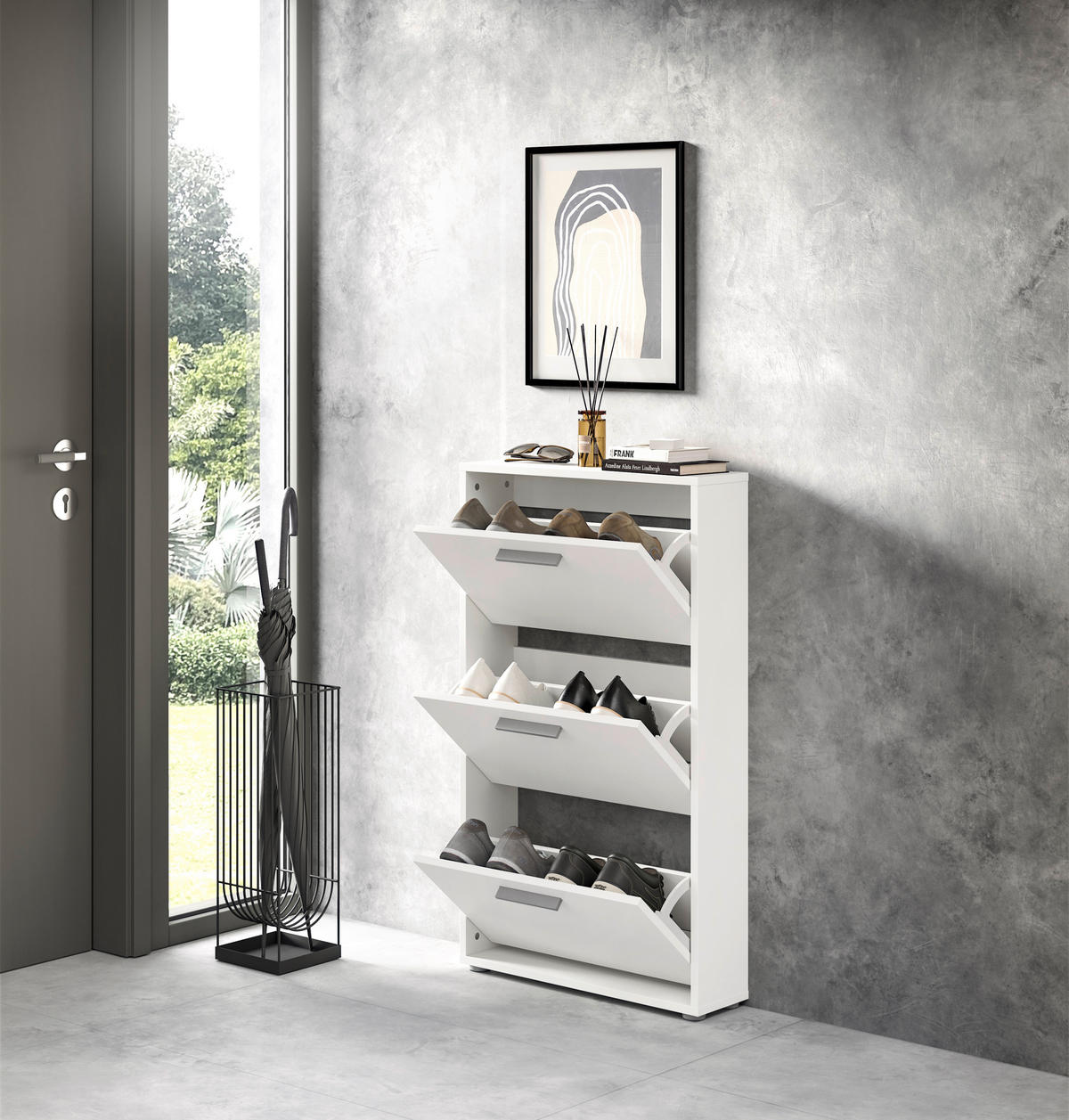 VYKLÁPĚCÍ BOTNÍK, bílá, 59/103/17 cm - šedá/bílá, Design, kompozitní dřevo/plast (59/103/17cm) - Carryhome