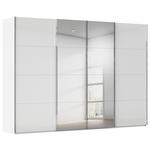 SCHWEBETÜRENSCHRANK 316/235/68 cm 4-türig Weiß  - Chromfarben/Weiß, Design, Glas/Holzwerkstoff (316/235/68cm) - Novel