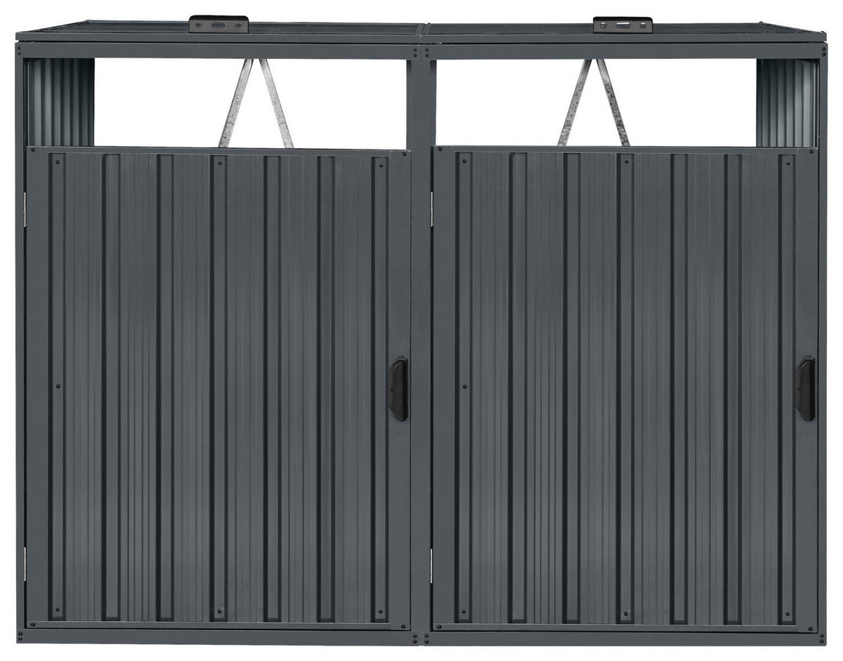 MÜLLTONNENBOX - Anthrazit, KONVENTIONELL, Metall (160/80/122cm) - Ambia Garden