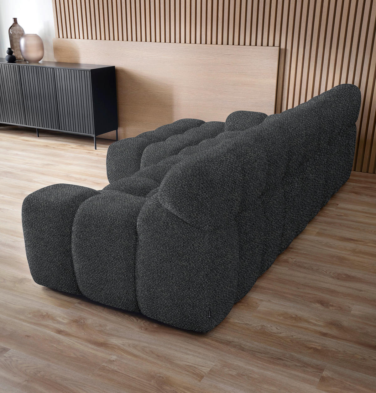 Ecksofa inkl. Funktion Anthrazit Webstoff  - Anthrazit/Schwarz, MODERN, Kunststoff/Textil (180/297cm) - Welnova
