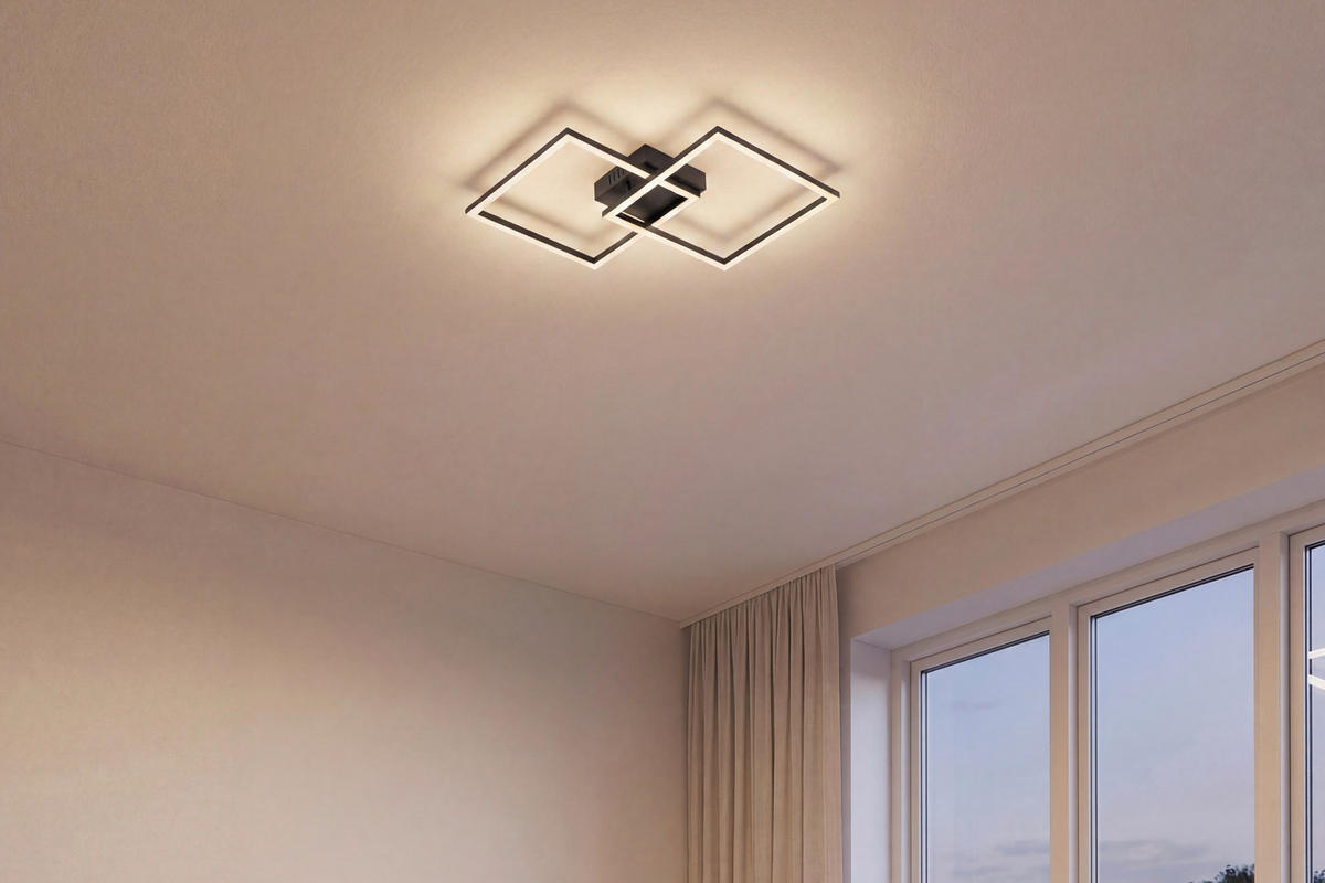 STROPNÍ LED SVÍTIDLO, 55,8/39,5/6,7 cm - černá, Design, kov/plast (55,8/39,5/6,7cm) - Boxxx