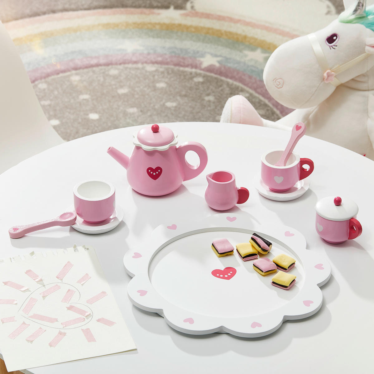 Kinder Teeservice - Rosa/Weiß, Basics, Holzwerkstoff (24/9,5cm) - My Baby Lou