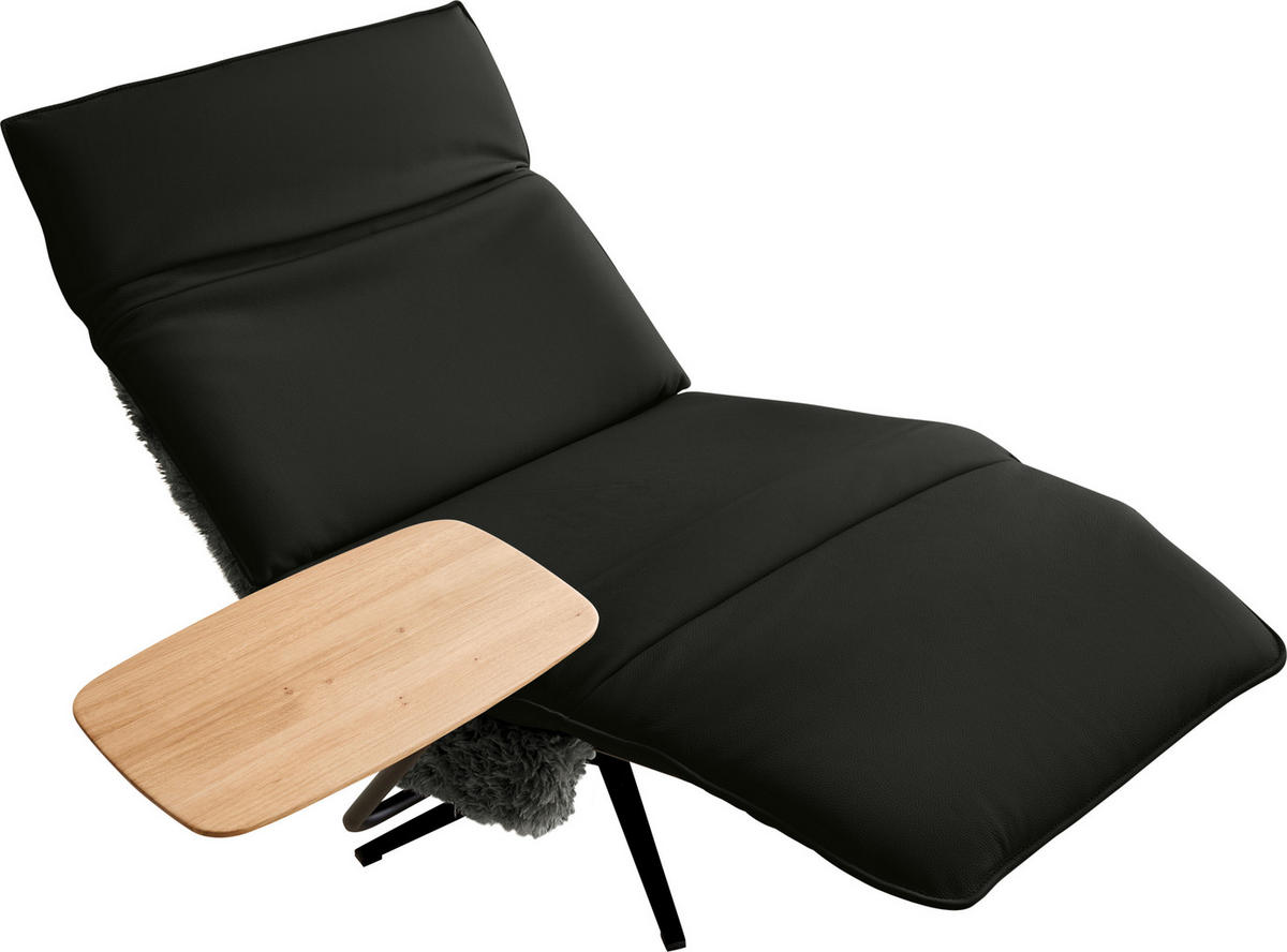 SESSEL in Hochflor Echtleder Anthrazit, Schwarz  - Anthrazit/Schwarz, Design, Leder/Textil (84/65/91cm) - Koinor