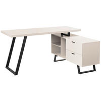 SAROKÍRÓASZTAL  - kasmírszínű/fekete, Modern, faalapú anyag/fém (150/120/75cm) - MID.YOU