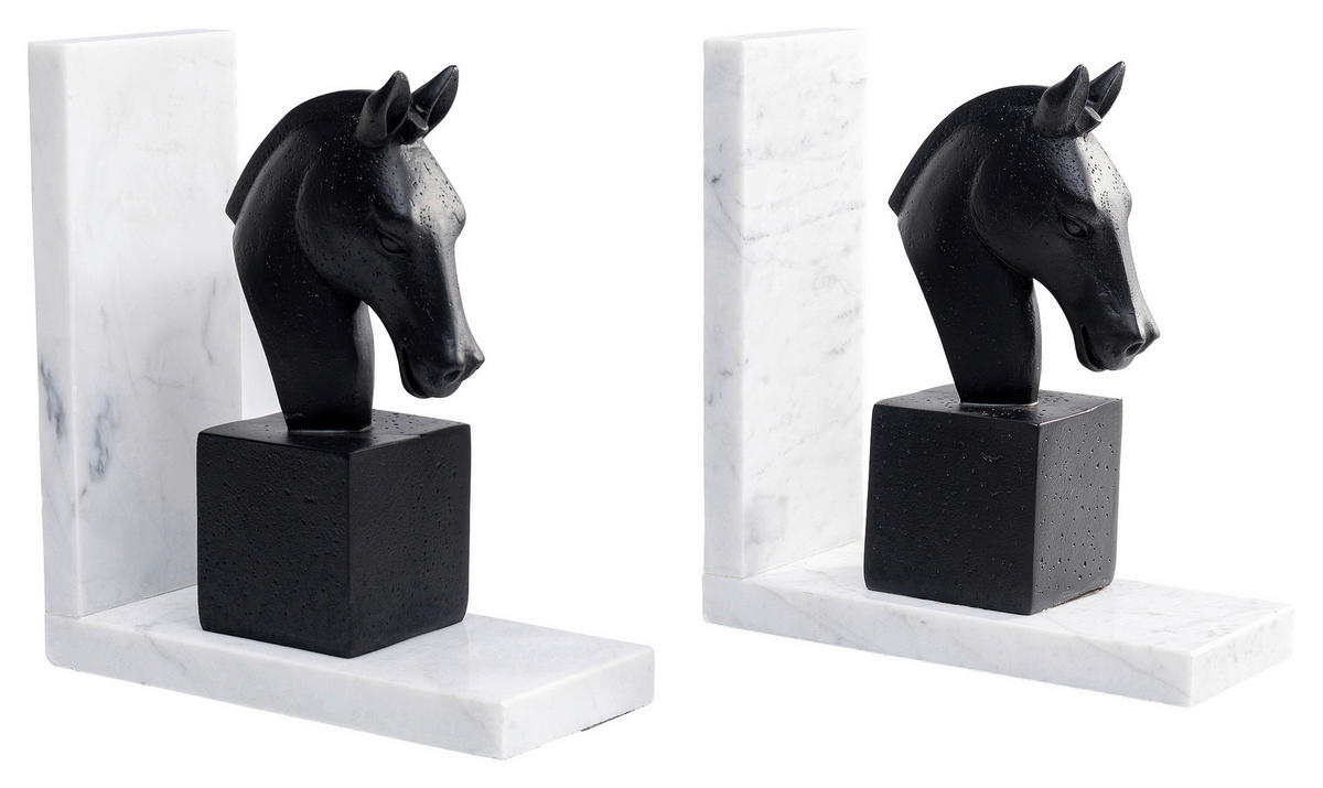 BUCHSTÜTZE - Schwarz/Weiß, KONVENTIONELL, Kunststoff/Stein (36/21/8cm) - Kare-Design