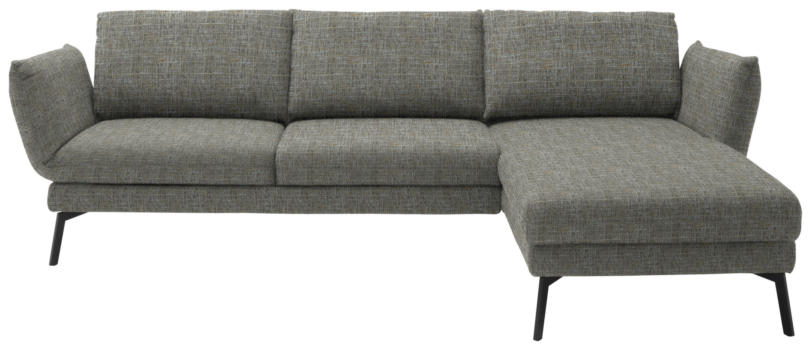 ECKSOFA in Flachgewebe Taupe  277/175 cm  - Taupe/Schwarz, Design, Textil/Metall (277/175cm) - Schöner Wohnen