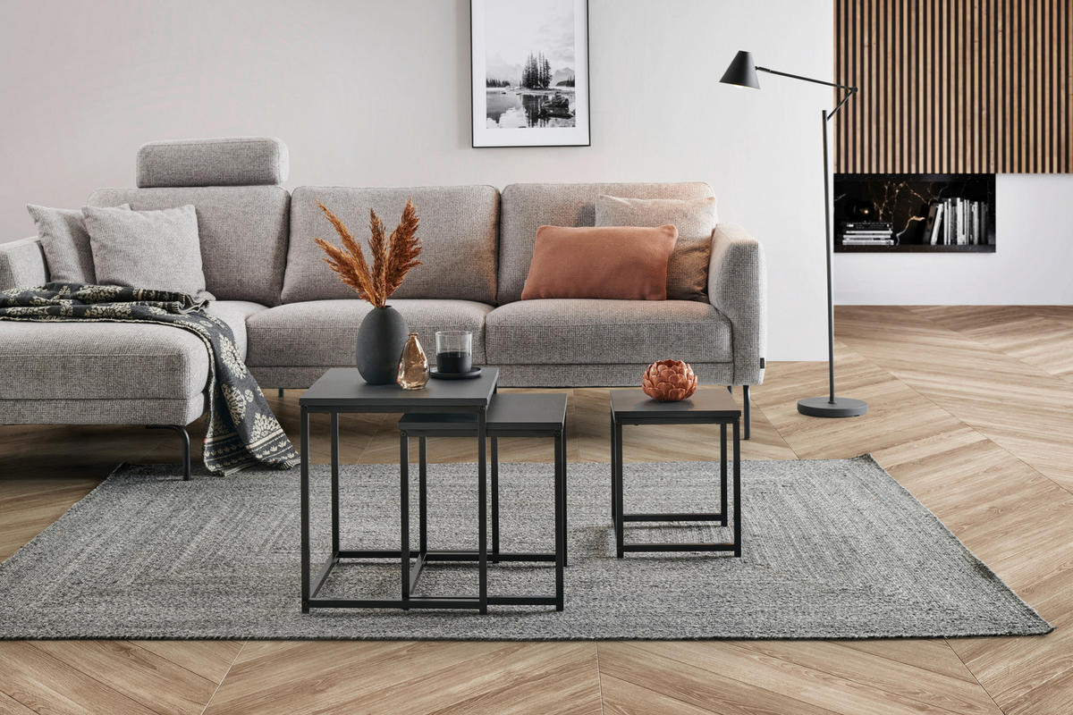 SATZTISCH quadratisch Anthrazit  - Anthrazit/Schwarz, Design, Holzwerkstoff/Metall - MID.YOU