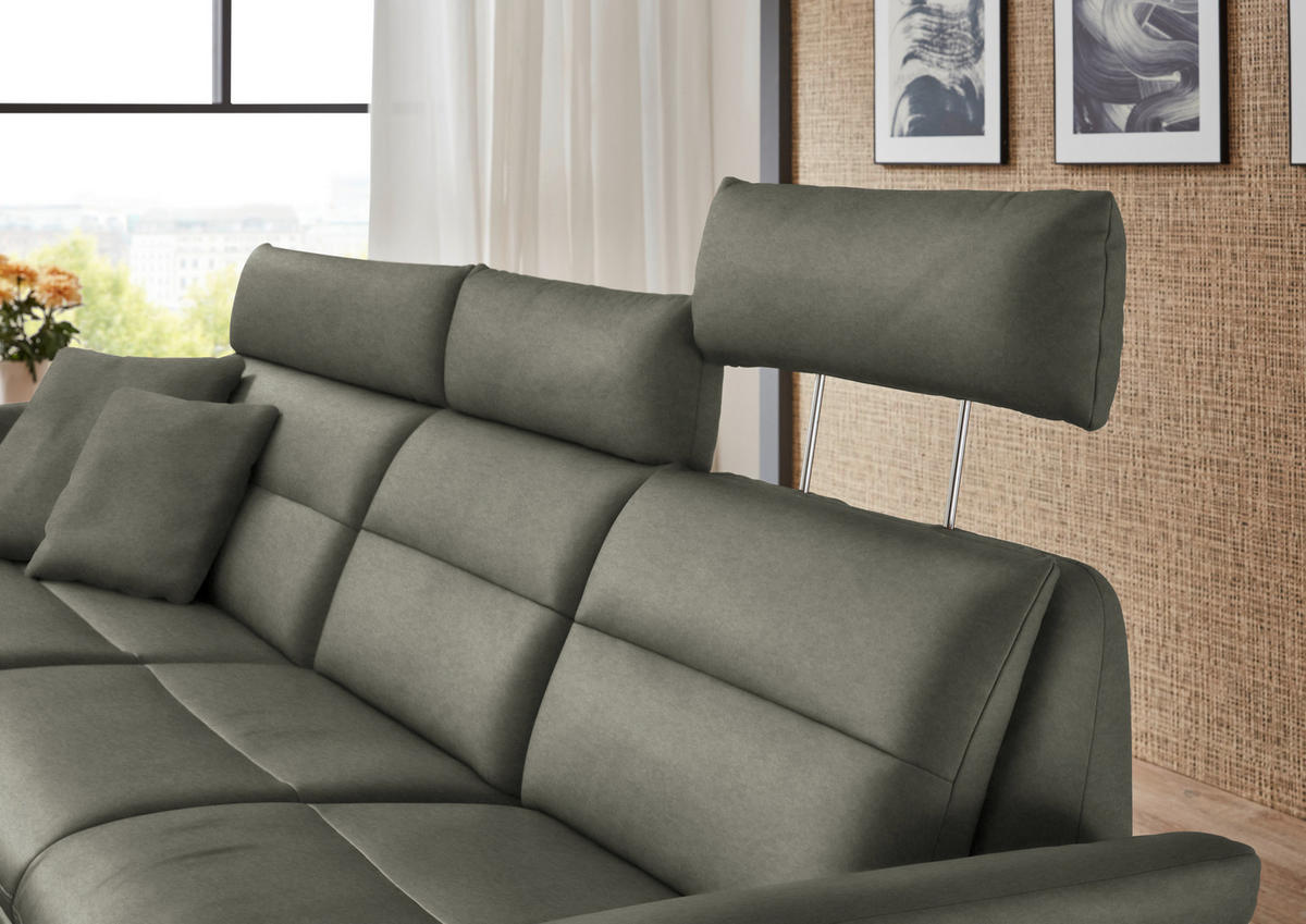 ECKSOFA in Echtleder Grau  - Schwarz/Grau, Design, Leder/Metall (169/298cm) - Dieter Knoll