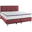 BOXSPRINGBETT 180/200 cm  in Bordeaux  - Chromfarben/Bordeaux, KONVENTIONELL, Leder/Textil (180/200cm) - Novel