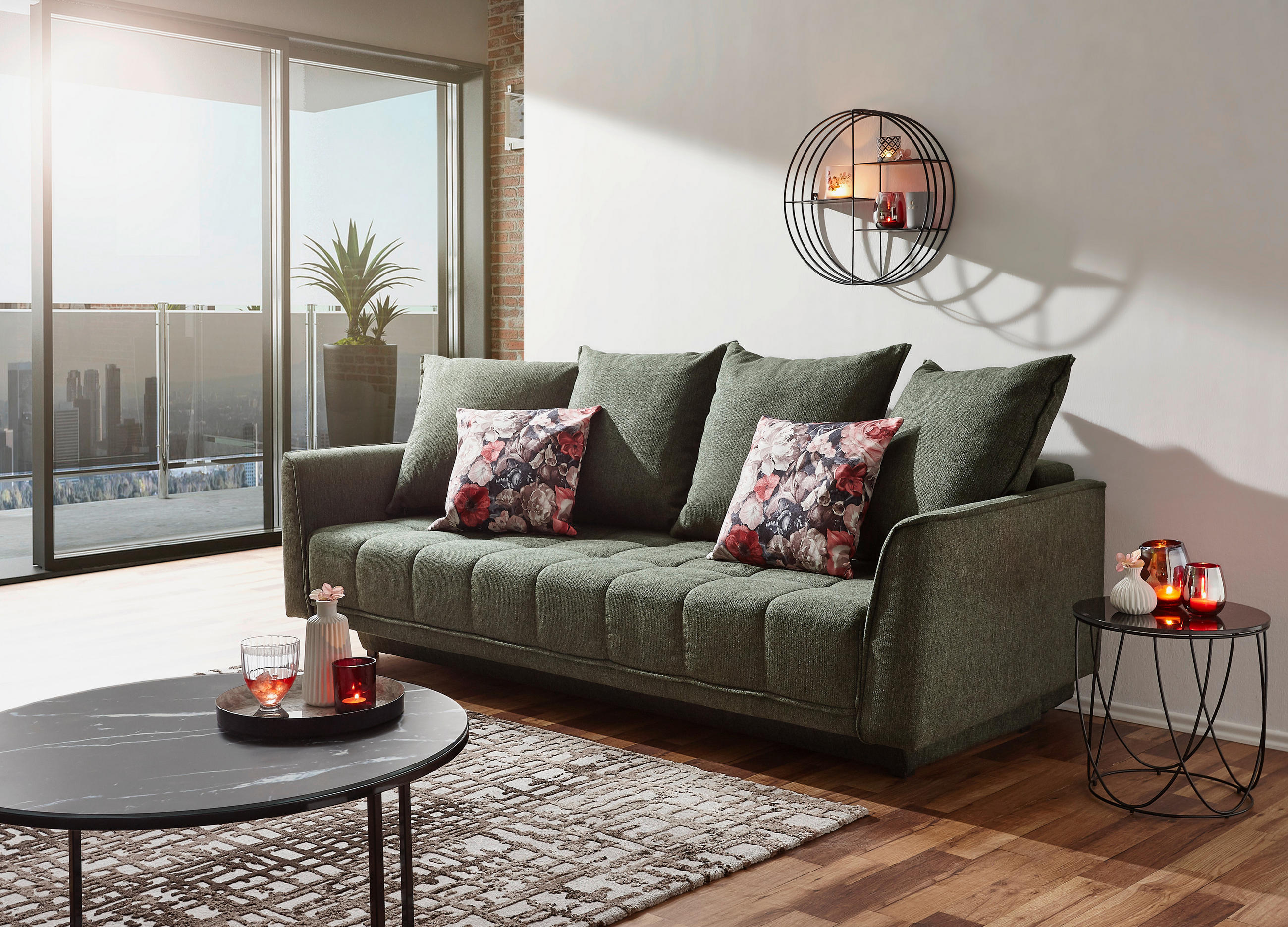 BÄDDSOFFA i flatväv grön  - grön/svart, Design, textil (235/70/108cm) - Livetastic