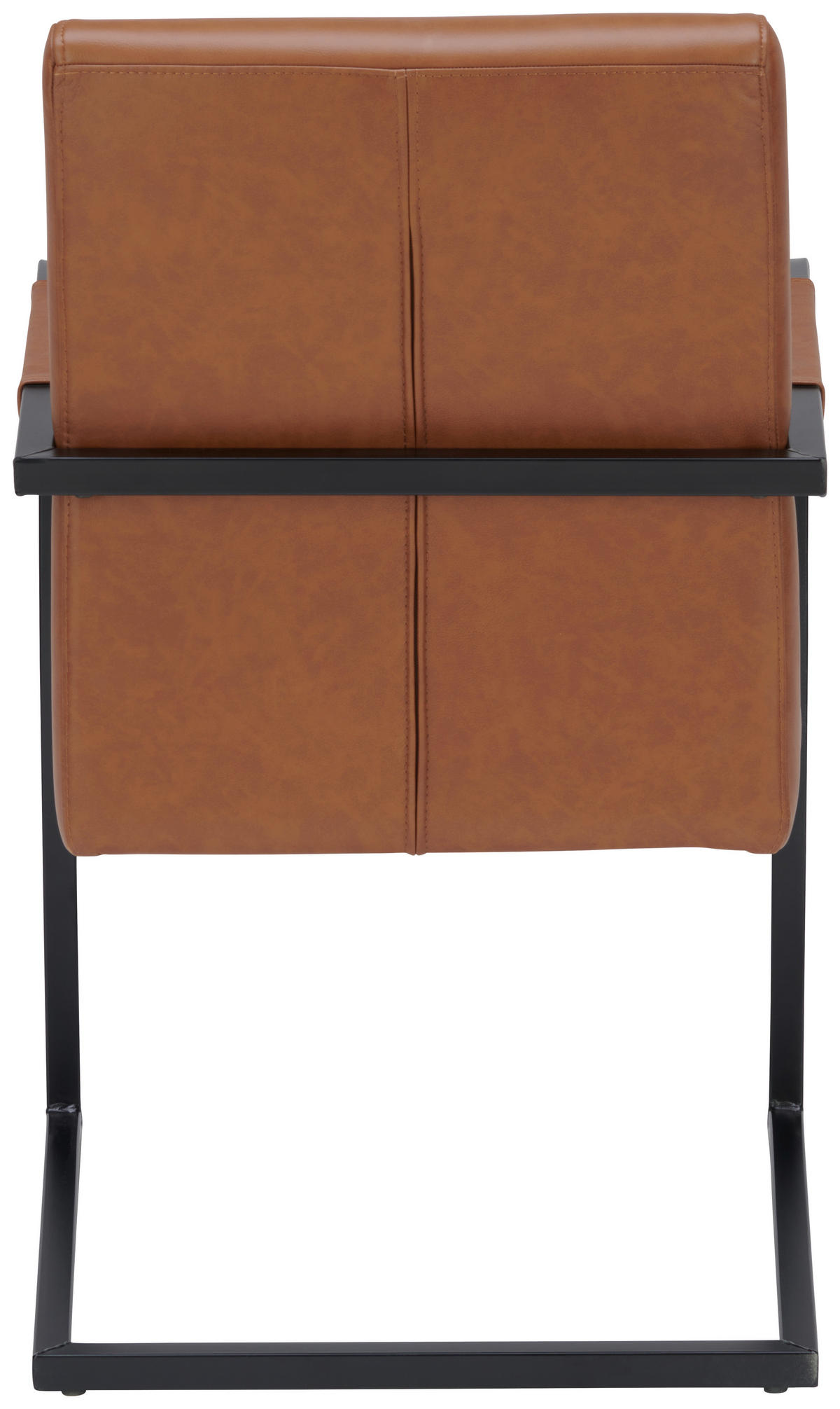 STOL MED ARMSTÖD järn äkta läder pigmenterad  - cognacfärgad/svart, Design, metall/läder (55/91/64cm) - Ambia Home