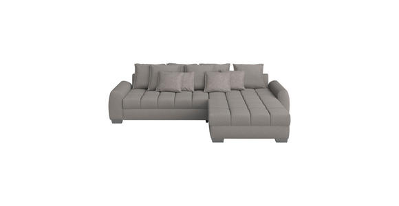 ECKSOFA Hellgrau Mikrofaser  - Chromfarben/Hellgrau, Design, Kunststoff/Textil (320/226cm) - Carryhome