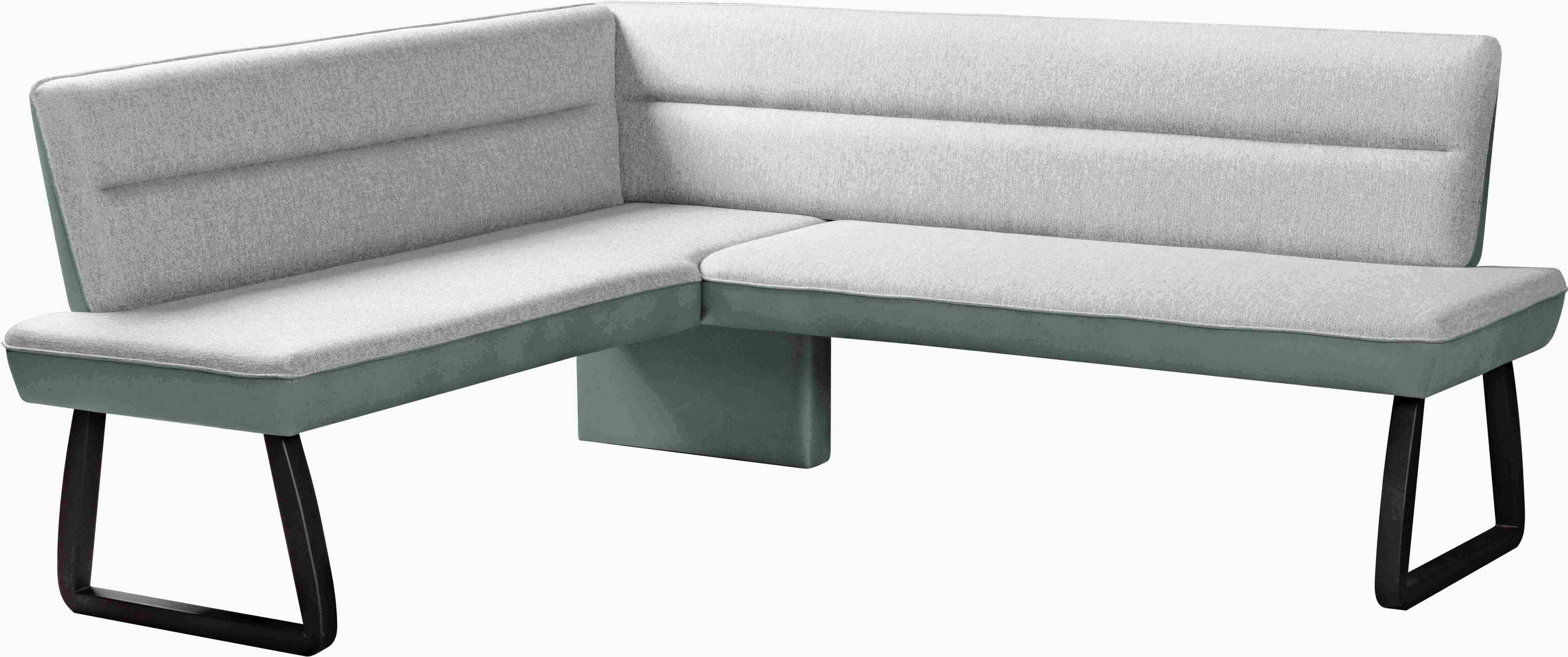 Thumbnail - Novel Eckbank, Hellgrau, Grün, Textil, Holz, Buche, vollmassiv, L-Form, Eckteil, 210x178 cm, mit Rückenlehne, Stoffauswa...
