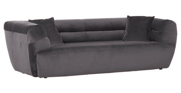 BIGSOFA in Samt Anthrazit  - Anthrazit/Schwarz, KONVENTIONELL, Kunststoff/Textil (240/73/100cm) - Carryhome