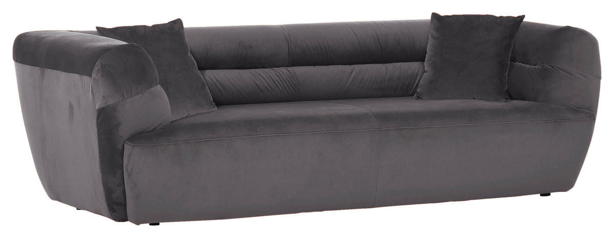 BIGSOFA Samt Anthrazit  - Anthrazit/Schwarz, KONVENTIONELL, Kunststoff/Textil (240/73/100cm) - Carryhome