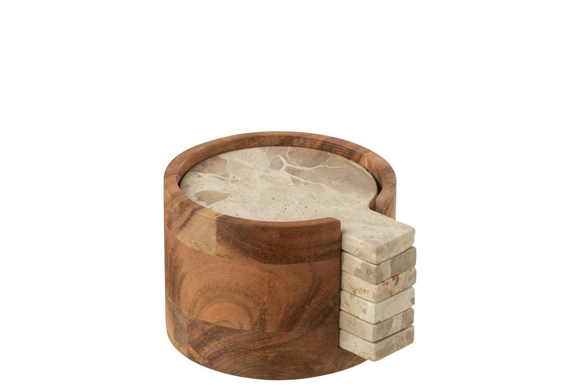 GLASUNTERSETZERSET   - Beige, Basics, Stein (12/12/8cm) - Ambia Home