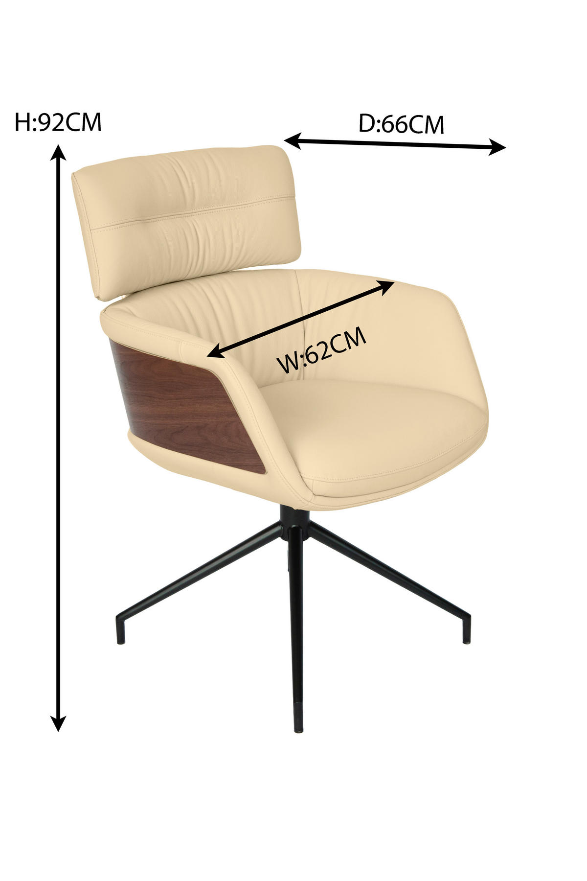 ARMLEHNSTUHL  in Eisen Echtleder pigmentiert  - Beige/Walnussfarben, Design, Leder/Holz (62/92/66cm) - Dieter Knoll