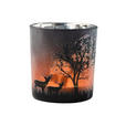 TEELICHTGLAS - Silberfarben/Schwarz, Basics, Glas (7,3/8cm) - Ambia Home